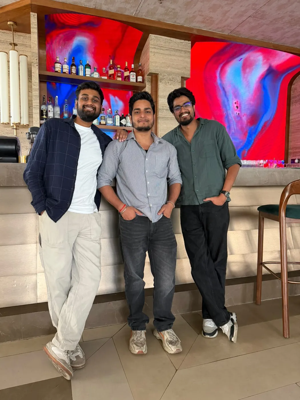 Anuraj with colleagues at a bar