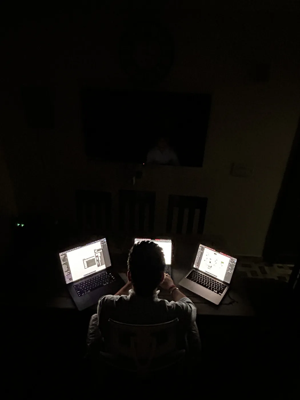 Anuraj at his laptops late at night