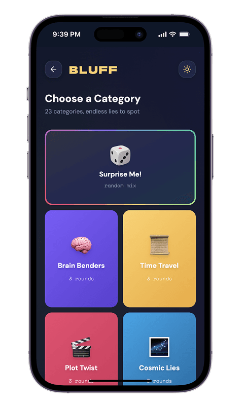 BLUFF, an AI-powered 2 Truths, 1 Lie trivia game